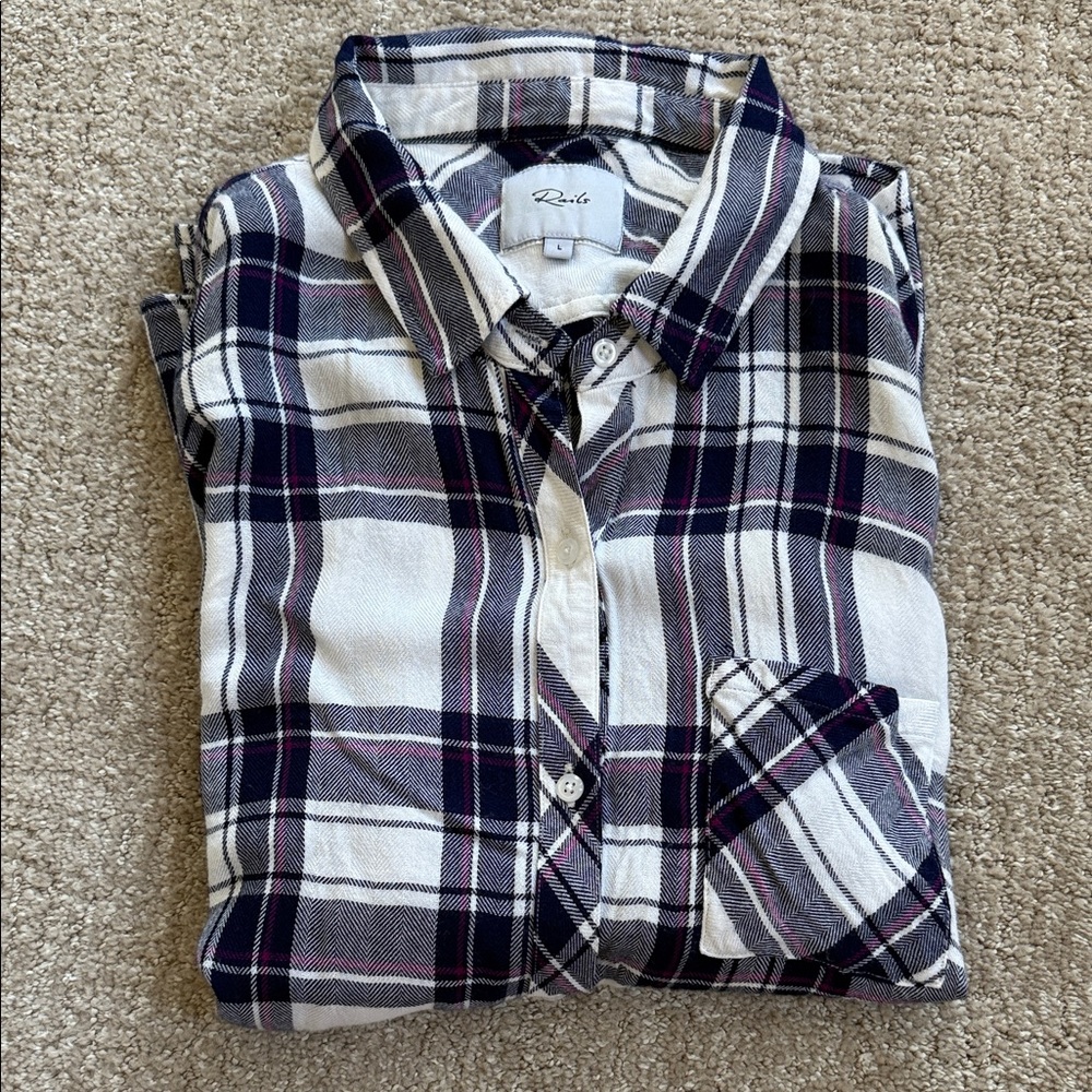 Rails Long Sleeve Button Up Plaid Shirt size L